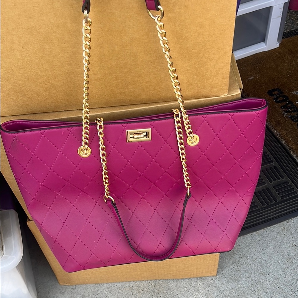 Elegant Pink Quilted Tote Bag